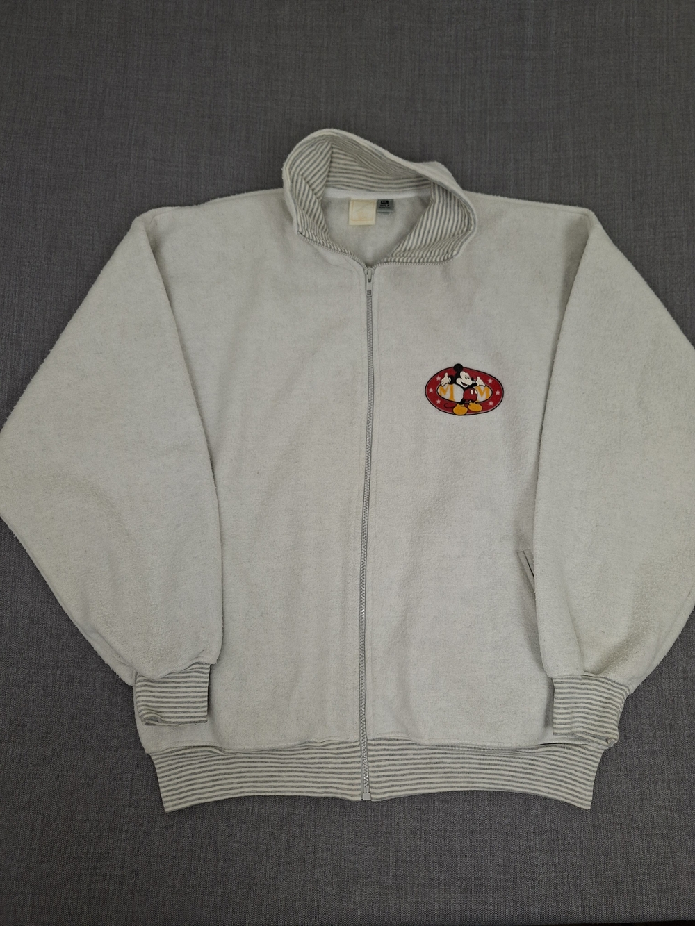 Vintage Disney Mickey Mouse Fuzzy Zip Up Jacket. XL